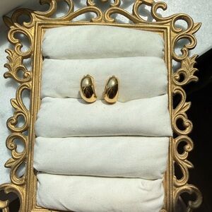 Vintage Gold Dome Clip On Earrings Minimal Classic Statement